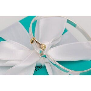 Tiffany & Co. Bracelet Vintage "Hook & Eye" Bangle 18K Gold & Sterling Silver 7”